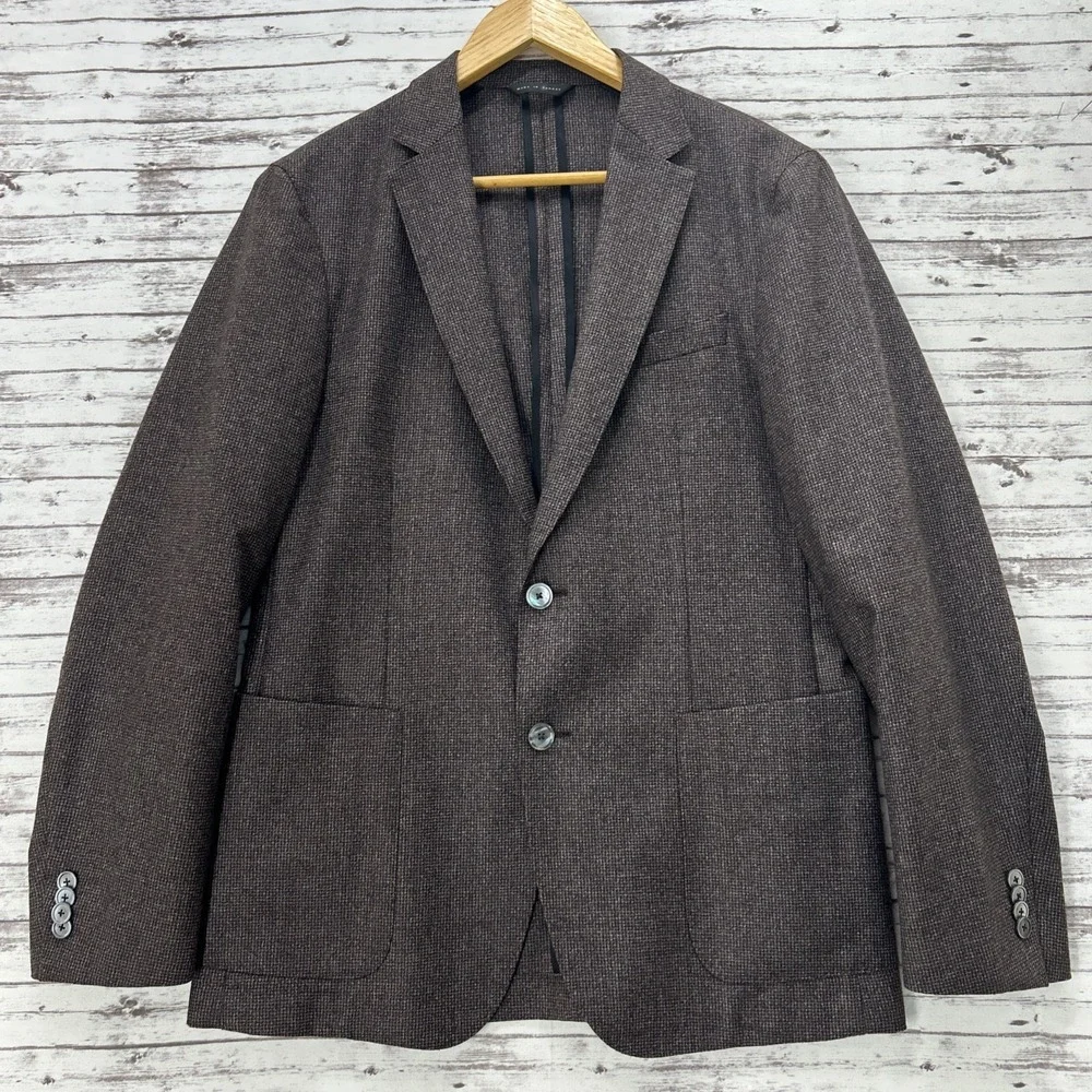 Hugo Boss Men's Nold2 Slim Fit 100% Wool Plaid Two Button Blazer US 38R IT 48